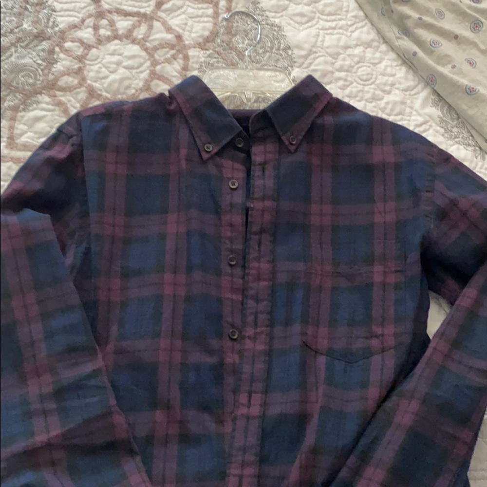 Uniqlo purple black flannel shirt